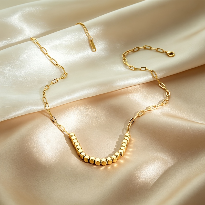 Elegant Chunky Golden Block Necklace for Women